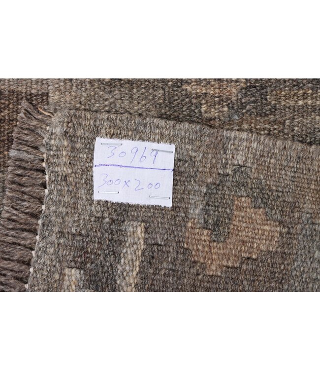 179x123 cm Handgewebte Braun Wolle Kelim Teppich