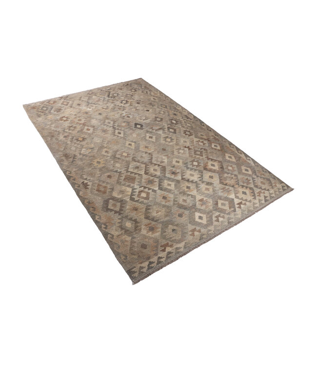 179x123 cm Handgewebte Braun Wolle Kelim Teppich