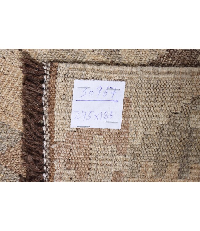 245x186 cm Hand Woven Brown Wool Kilim Area Rug