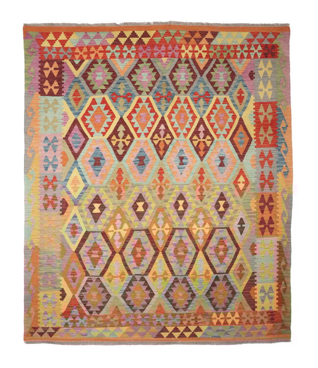 243x200 cm Handgemaakte Afghaanse traditionele Kilim Vloerkleed Wol Tapijt
