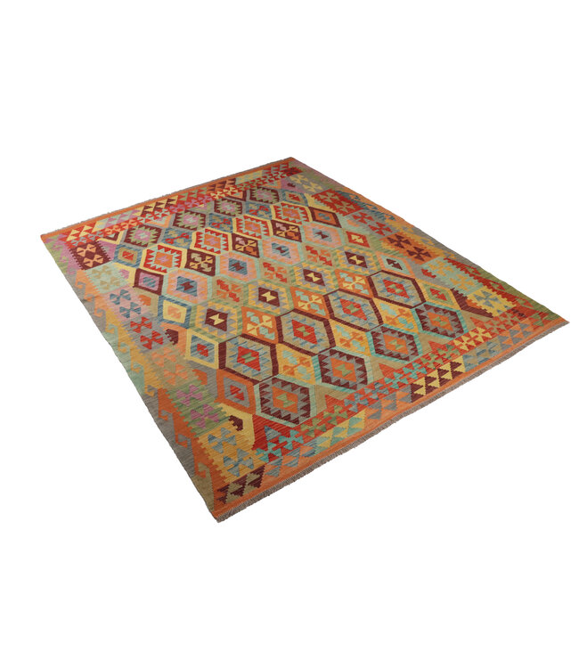 243x200 cm Handgemaakte Afghaanse traditionele Kilim Vloerkleed Wol Tapijt