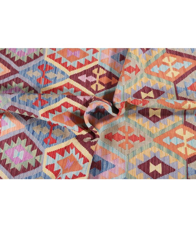 243x200cm Handmade Afghan Traditional Kilim Area Rug Wool Carpet