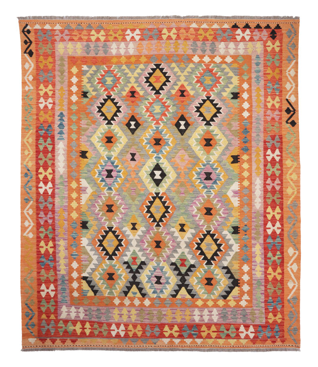 241x202 cm Handgefertigter Afghanischer traditioneller Kilim Teppich Woll