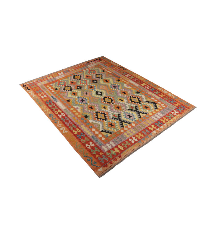 241x202 cm Handmade Afghan Traditional Kilim Area Rug Wool Carpet