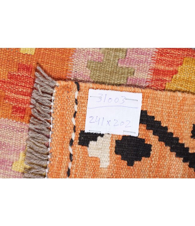 241x202 cm Handgemaakte Afghaanse traditionele Kilim Vloerkleed Wol Tapijt