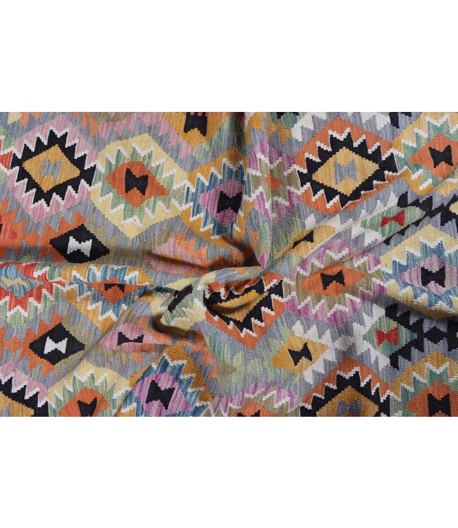 241x202 cm Handmade Afghan Traditional Kilim Area Rug Wool Carpet