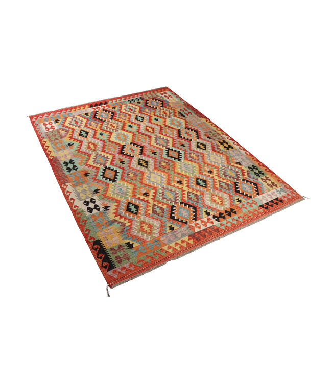 247x196 cm Handgemaakte Afghaanse traditionele Kilim Vloerkleed Wol Tapijt