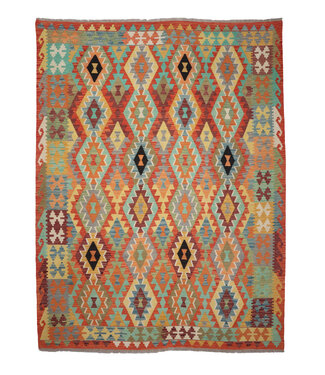 252x201 cm Handgemaakte Afghaanse traditionele Kilim Vloerkleed Wol Tapijt