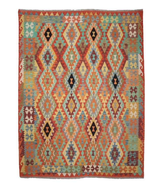 252x201 cm Handgemaakte Afghaanse traditionele Kilim Vloerkleed Wol Tapijt