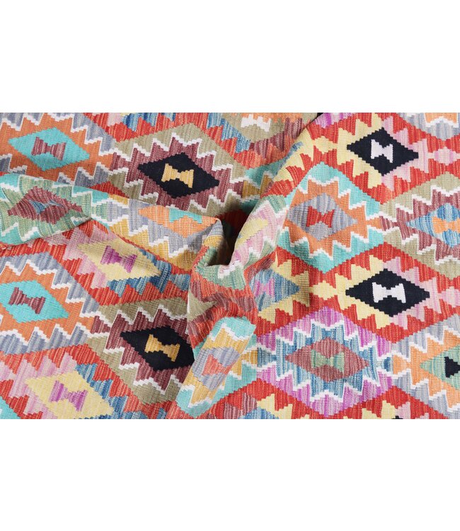 241x195 cm Handgemaakte Afghaanse traditionele Kilim Vloerkleed Wol Tapijt