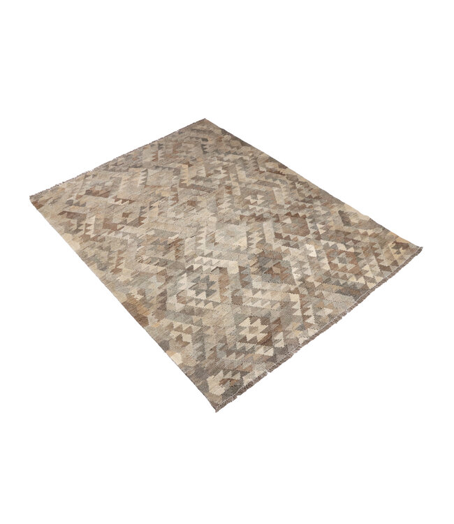 197x156 cm Handgewebte Braun Wolle Kelim Teppich