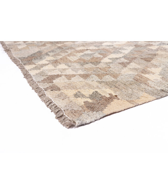 197x156 cm Handgewebte Braun Wolle Kelim Teppich