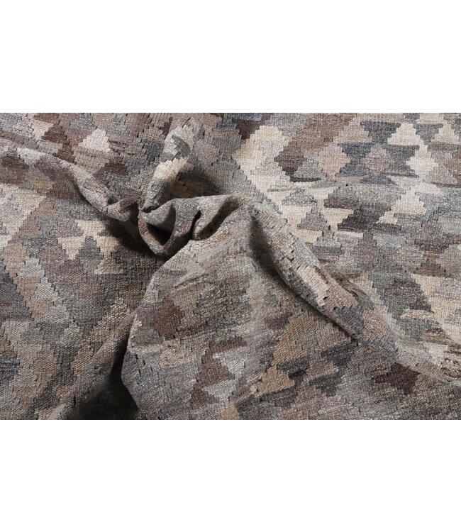197x156 cm Hand Woven Brown Wool Kilim Area Rug