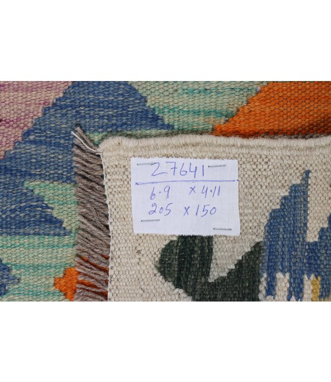 205x150  cm Handgemaakte Afghaanse traditionele Kilim Vloerkleed Wol Tapijt