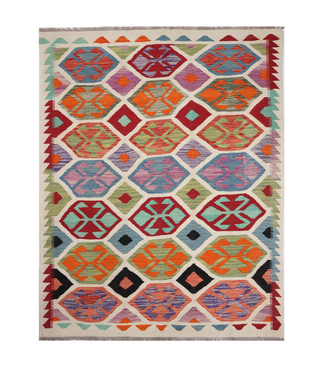 205x156 cm Handmade Afghan Traditional Kilim Area Rug Wool Carpet