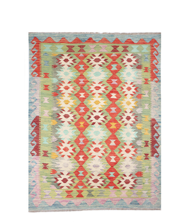 198x149 cm Handgefertigter Afghanischer traditioneller Kilim Teppich Woll