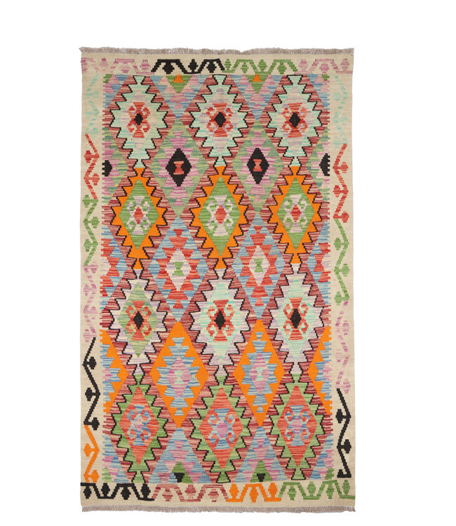194x116 cm Handgefertigter Afghanischer traditioneller Kilim Teppich Woll