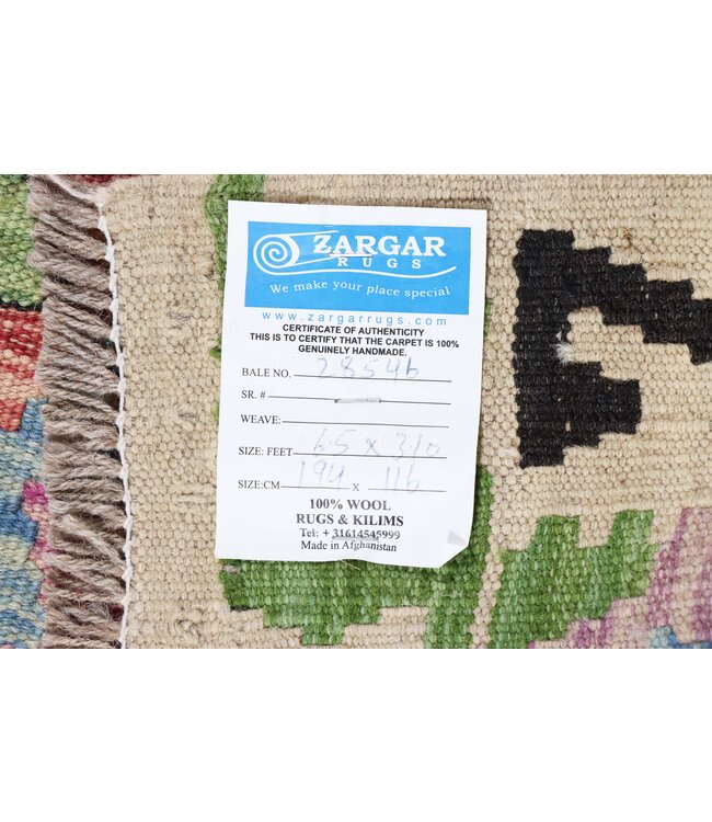 194x116 cm Handmade Afghan Traditional Kilim Area Rug Wool Carpet