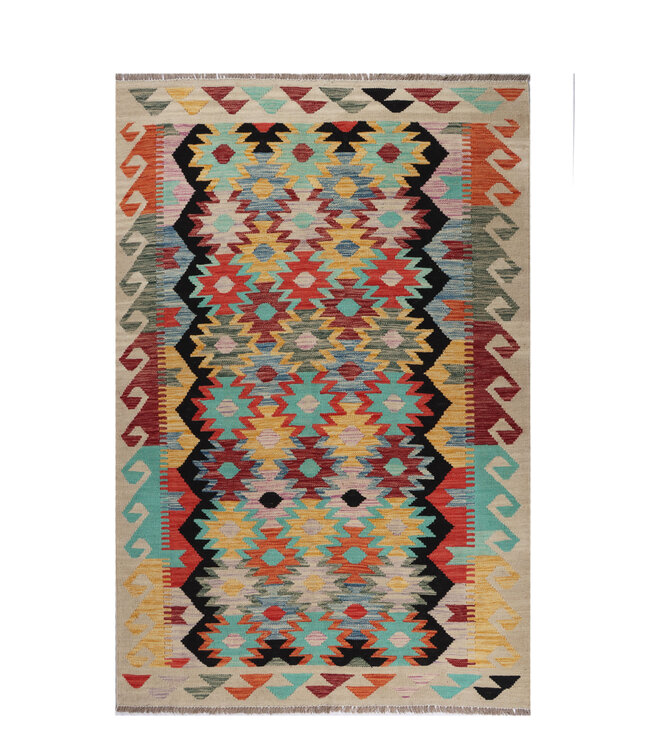 183x120 cm Handmade Afghan Traditional Kilim Area Rug Wool Carpet