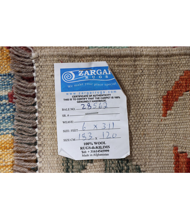 183x120 cm Handmade Afghan Traditional Kilim Area Rug Wool Carpet