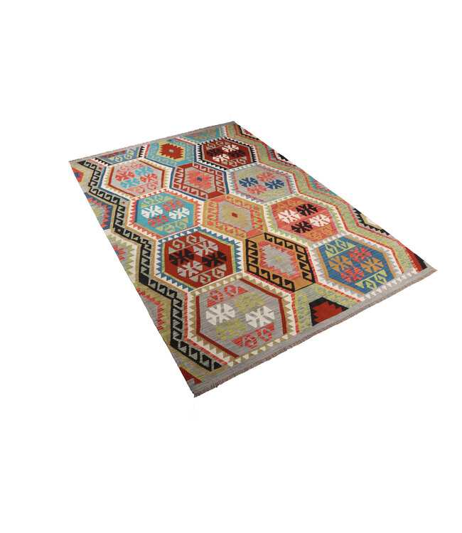 296x203 cm Handgefertigter Afghanischer traditioneller Kilim Teppich Woll