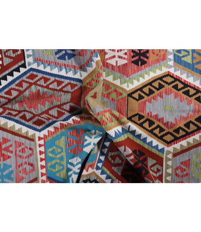 296x203 cm Handmade Afghan Traditional Kilim Area Rug Wool Carpet