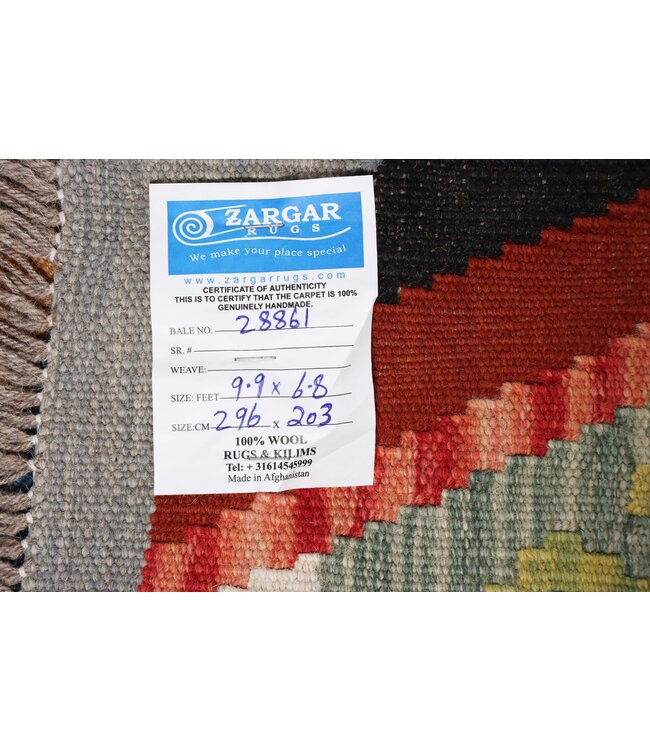 296x203 cm Handmade Afghan Traditional Kilim Area Rug Wool Carpet