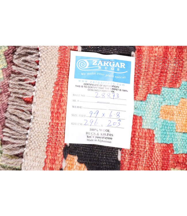 296x203 cm Handgefertigter Afghanischer traditioneller Kilim Teppich Woll