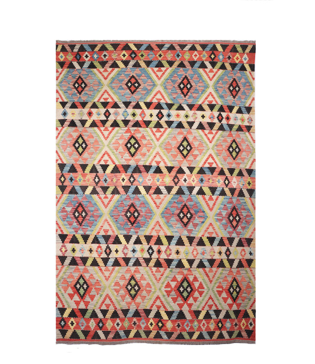 310x206 cm Handgefertigter Afghanischer traditioneller Kilim Teppich Woll
