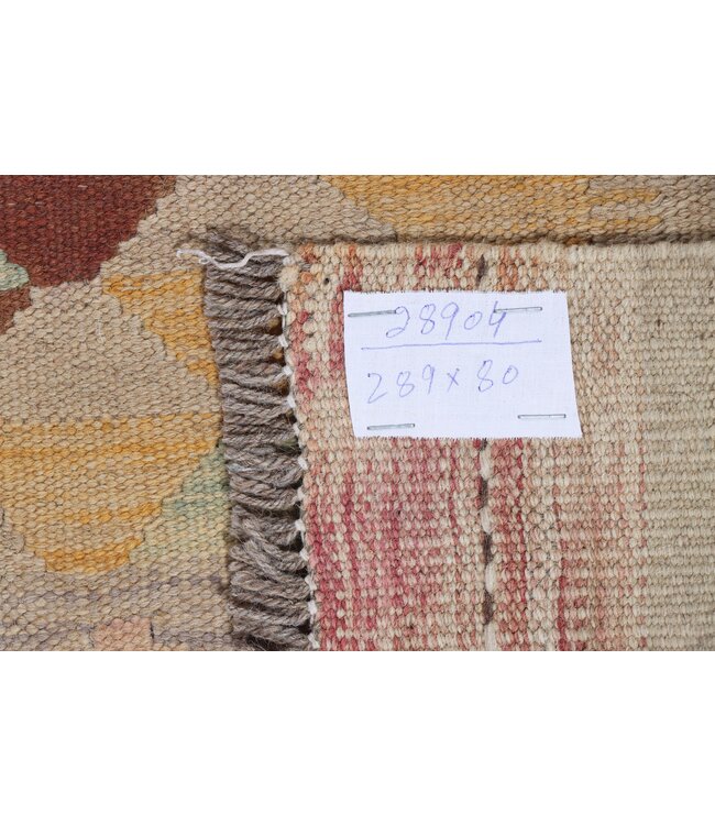 Kelim kleed loper 289x 80 cm vloerkleed tapijt kelims hand geweven