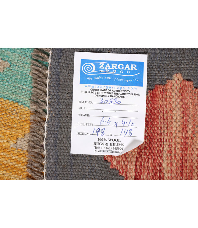198x148  cm Handmade Afghan Traditional Kilim Area Rug Wool Carpet