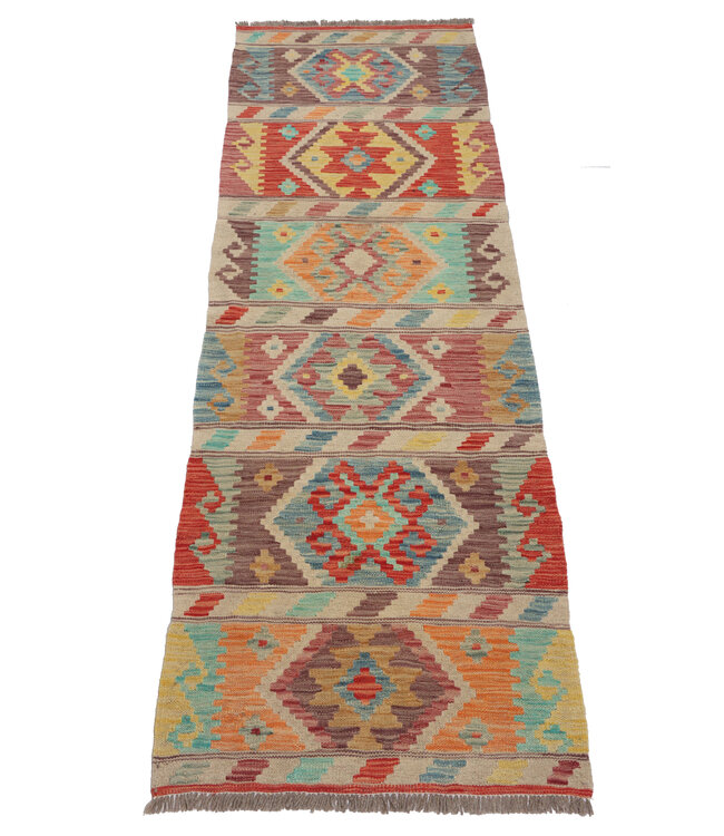Kelim kleed loper 214 x 86 cm  vloerkleed tapijt kelims hand geweven