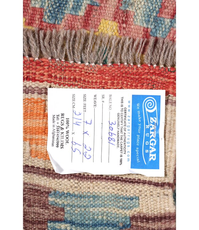 Kelim kleed loper 214 x 86 cm  vloerkleed tapijt kelims hand geweven