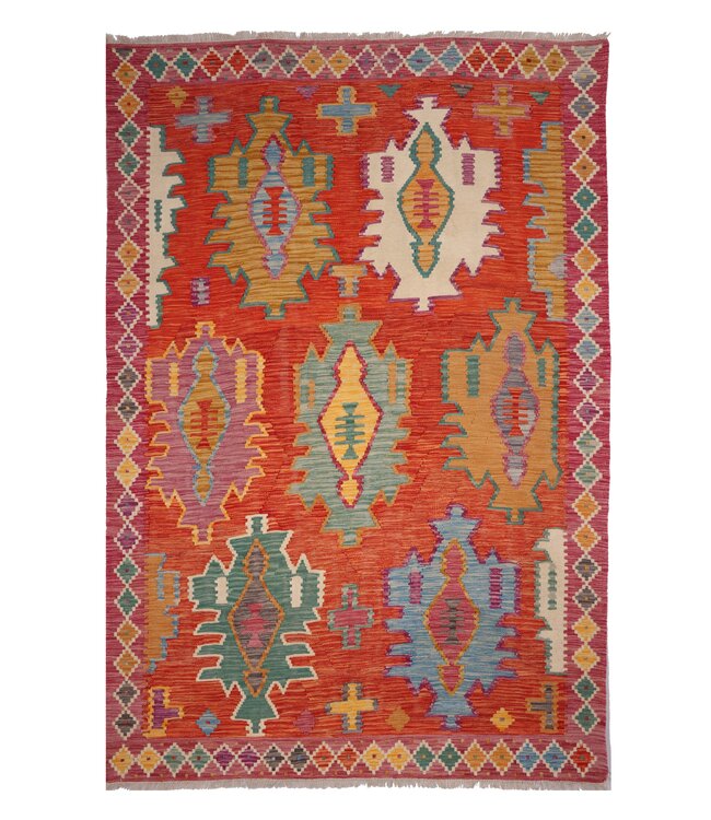 245x169 cm Handmade Afghan Traditional Kilim Area Rug Wool Carpet