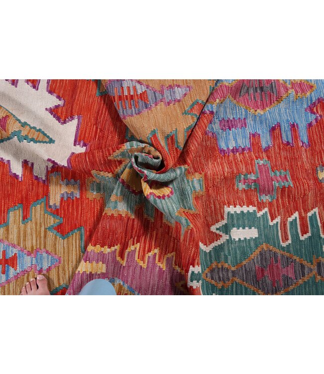 245x169 cm Handgemaakte Afghaanse traditionele Kilim Vloerkleed Wol Tapijt