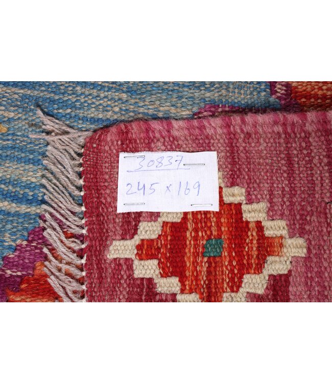 245x169 cm Handgefertigter Afghanischer traditioneller Kilim Teppich Woll