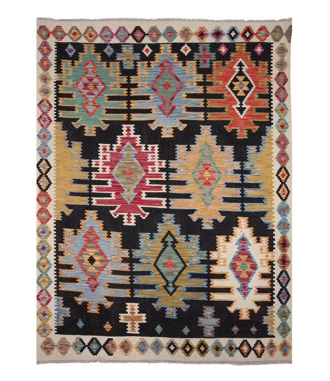 242x182 cm Handgemaakte Afghaanse traditionele Kilim Vloerkleed Wol Tapijt