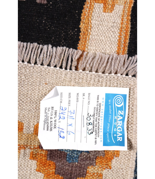 242x182 cm Handgefertigter Afghanischer traditioneller Kilim Teppich Woll