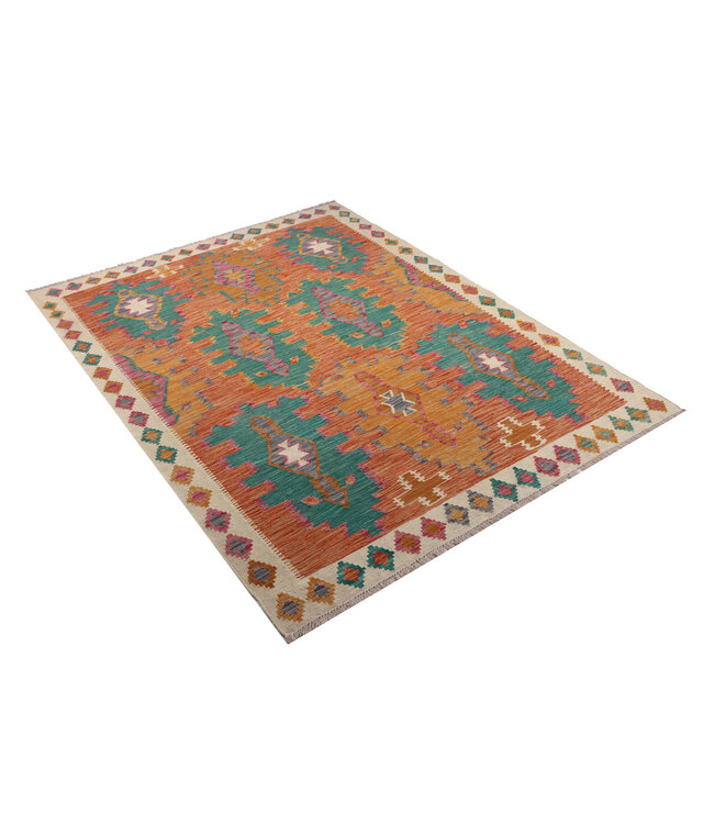 198x153 cm Handgemaakte Afghaanse traditionele Kilim Vloerkleed Wol Tapijt