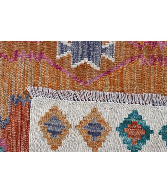 198x153 cm Handgefertigter Afghanischer traditioneller Kilim Teppich Woll