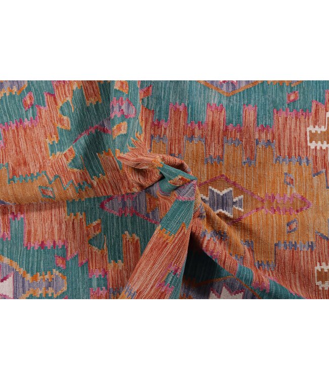 198x153 cm Handgemaakte Afghaanse traditionele Kilim Vloerkleed Wol Tapijt