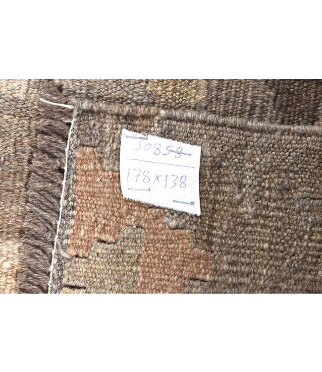 178x138  cm Handgewebte Braun Wolle Kelim Teppich