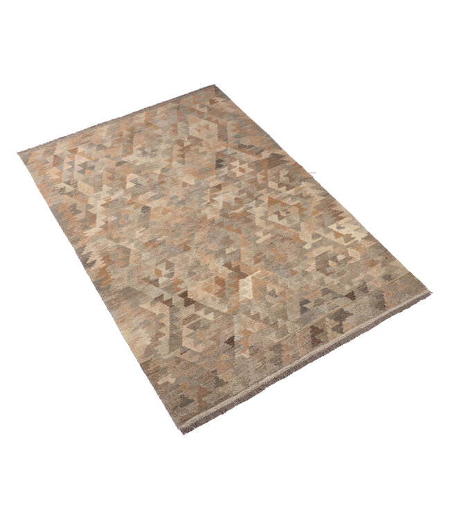 187x128   cm Handgewebte Braun Wolle Kelim Teppich