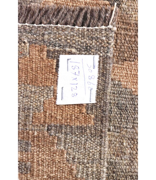 187x128   cm Hand Woven Brown Wool Kilim Area Rug