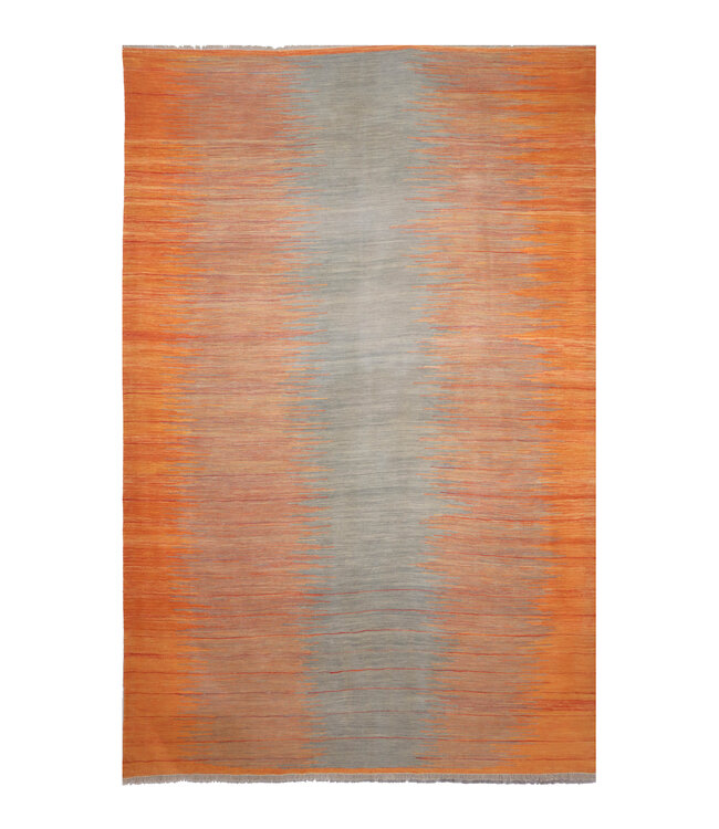 303 x 198  cm Handgeweven modern Kelim Tapijt Wol