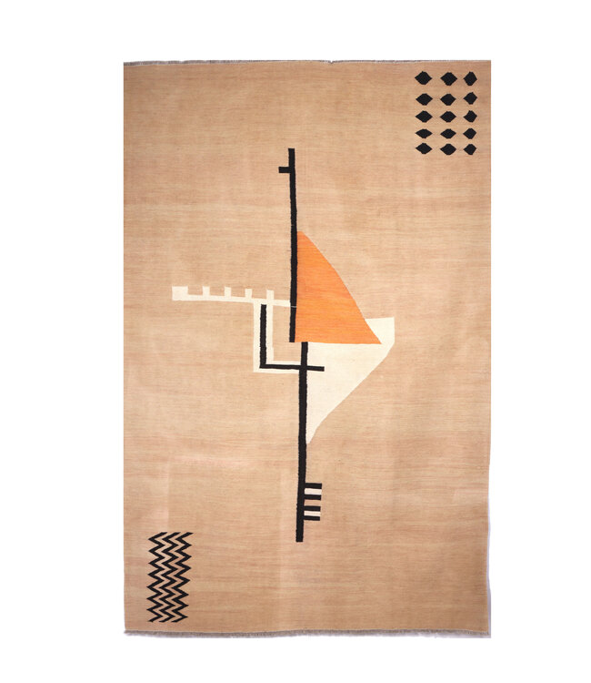 297 x 195 cm Handgeweven modern Kelim Tapijt Wol