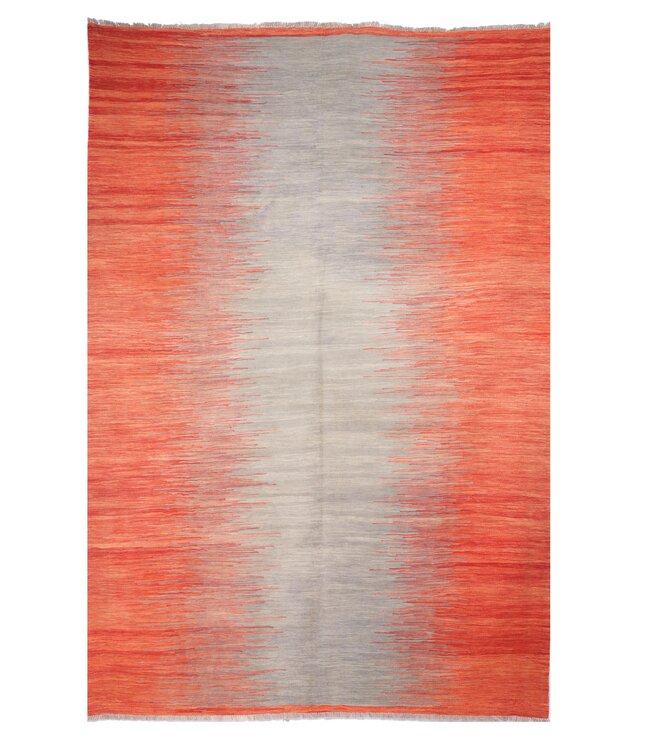 297 x 198 cm Handgeweven modern Kelim Tapijt Wol