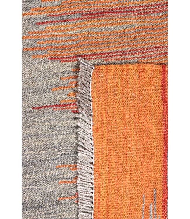 296 x 197 cm Handgeweven modern Kelim Tapijt Wol