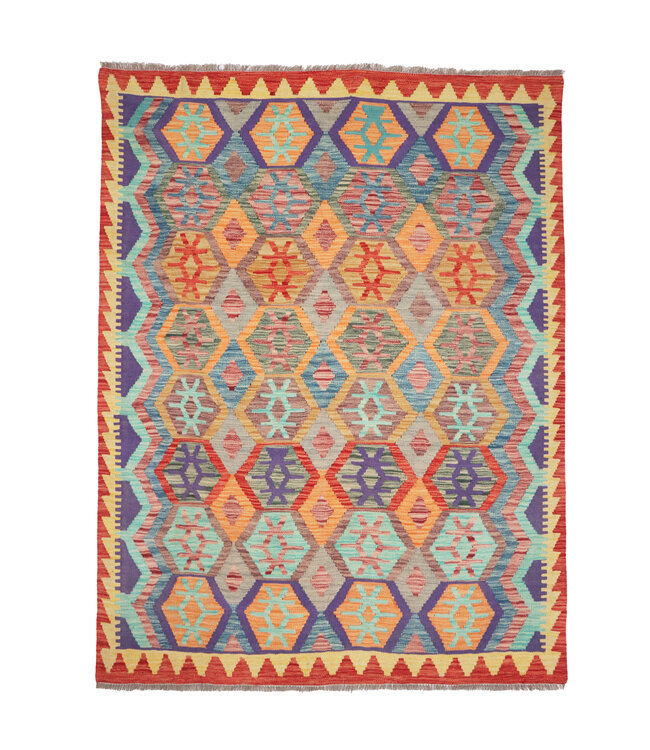 195x152 cm Handgemaakte Afghaanse traditionele Kilim Vloerkleed Wol Tapijt