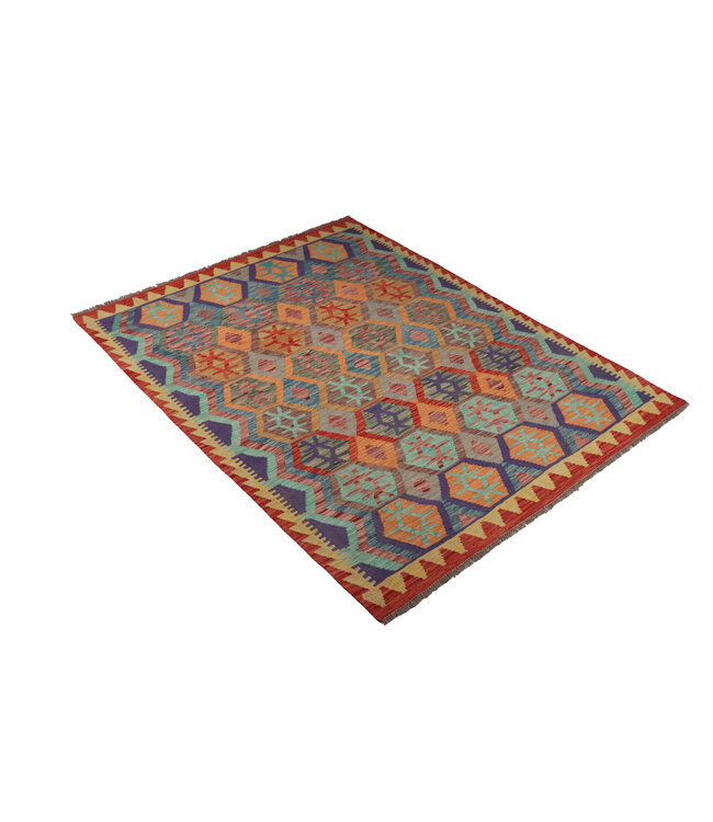 195x152 cm Handmade Afghan Traditional Kilim Area Rug Wool Carpet